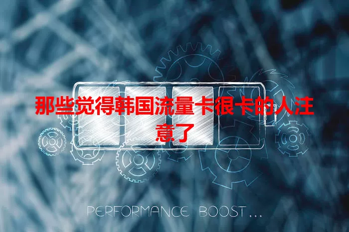 那些觉得韩国流量卡很卡的人注意了