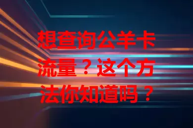 想查询公羊卡流量？这个方法你知道吗？