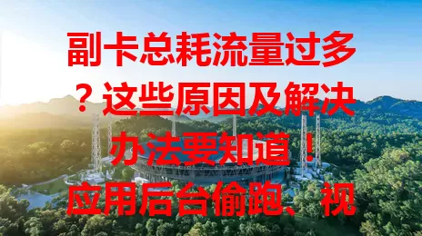 副卡总耗流量过多？这些原因及解决办法要知道！

应用后台偷跑、视音频自动播、系统同步没设好，都是流量消耗大户。别怕，教你解决办法！定期查应用，关自动更新和后台权限；调视音频播放设置；合理设系统同步，选 Wi-Fi 环境备份同步。搞定这些，就能避免流量浪费，节省开支，让副卡流量用得更高效，快来看看吧！