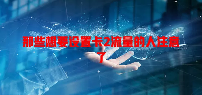 那些想要设置卡2流量的人注意了