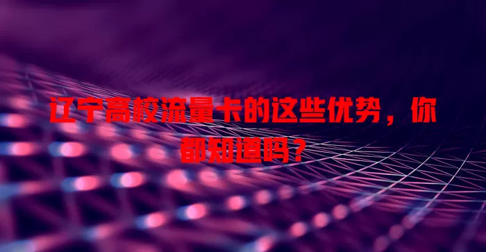 辽宁高校流量卡的这些优势，你都知道吗？