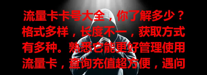 流量卡卡号大全，你了解多少？格式多样，长度不一，获取方式有多种。熟悉它能更好管理使用流量卡，查询充值超方便，遇问题反馈更准，助你畅享移动互联网生活