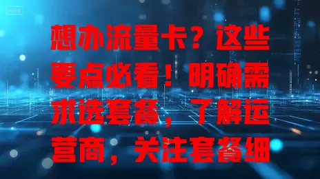想办流量卡？这些要点必看！明确需求选套餐，了解运营商，关注套餐细节，注意办理事项，掌握要点才能选到适合的卡