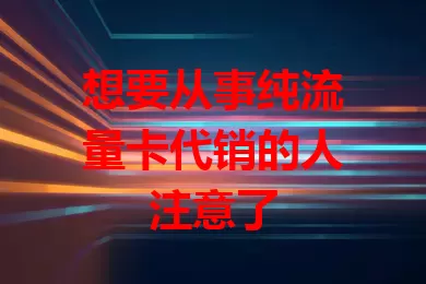 想要从事纯流量卡代销的人注意了