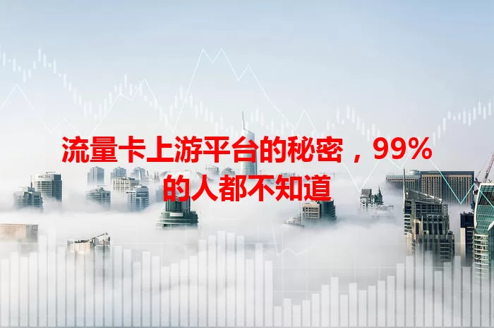 流量卡上游平台的秘密，99%的人都不知道