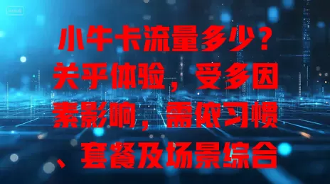 小牛卡流量多少？关乎体验，受多因素影响，需依习惯、套餐及场景综合判断