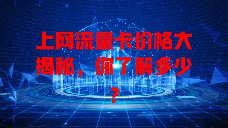 上网流量卡价格大揭秘，你了解多少？
