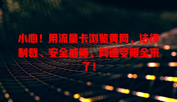 小心！用流量卡浏览黄网，法律制裁、安全威胁、网速受限全来了！