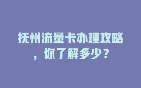 抚州流量卡办理攻略，你了解多少？