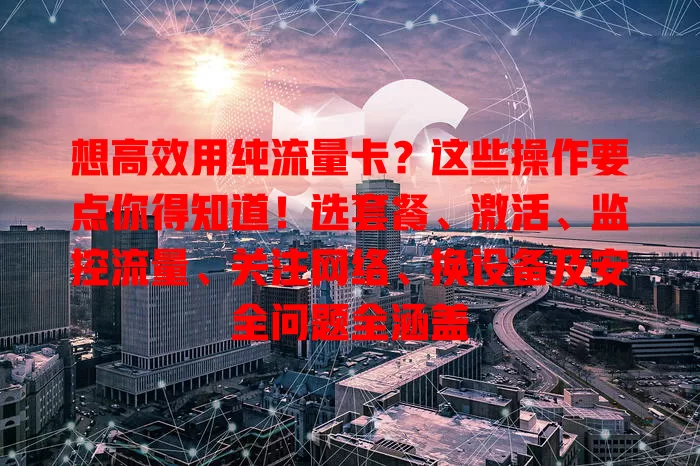 想高效用纯流量卡？这些操作要点你得知道！选套餐、激活、监控流量、关注网络、换设备及安全问题全涵盖