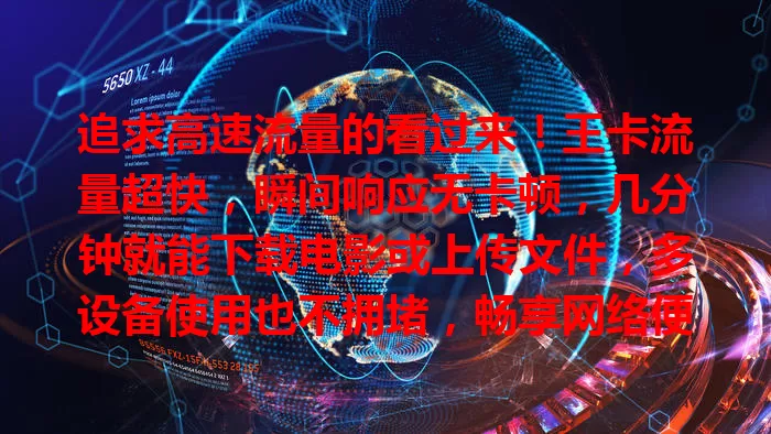 追求高速流量的看过来！王卡流量超快，瞬间响应无卡顿，几分钟就能下载电影或上传文件，多设备使用也不拥堵，畅享网络便利，快来感受飞一般体验！