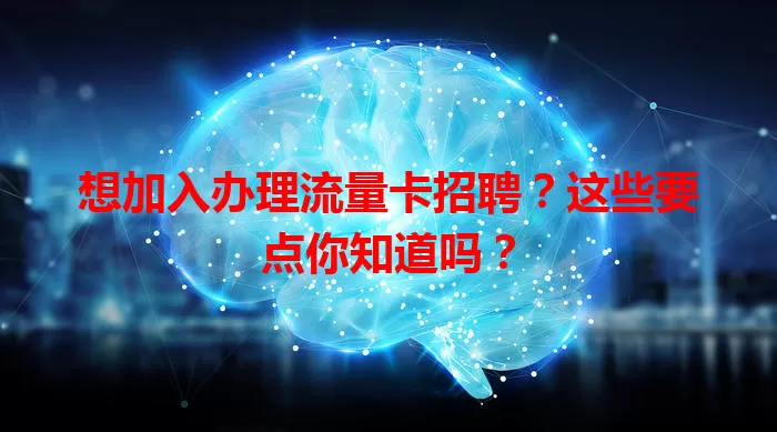 想加入办理流量卡招聘？这些要点你知道吗？