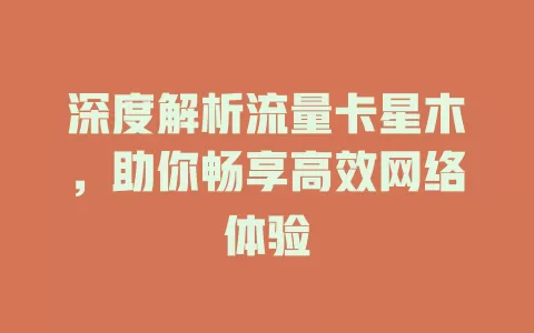 深度解析流量卡星木，助你畅享高效网络体验