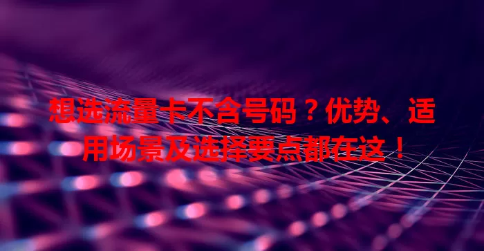 想选流量卡不含号码？优势、适用场景及选择要点都在这！