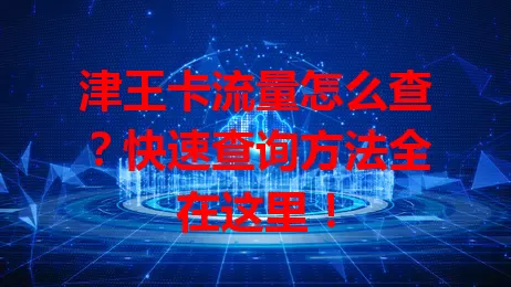 津王卡流量怎么查？快速查询方法全在这里！