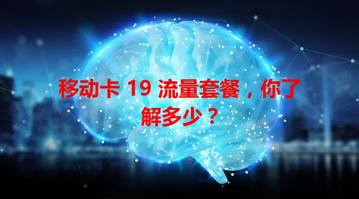 移动卡 19 流量套餐，你了解多少？