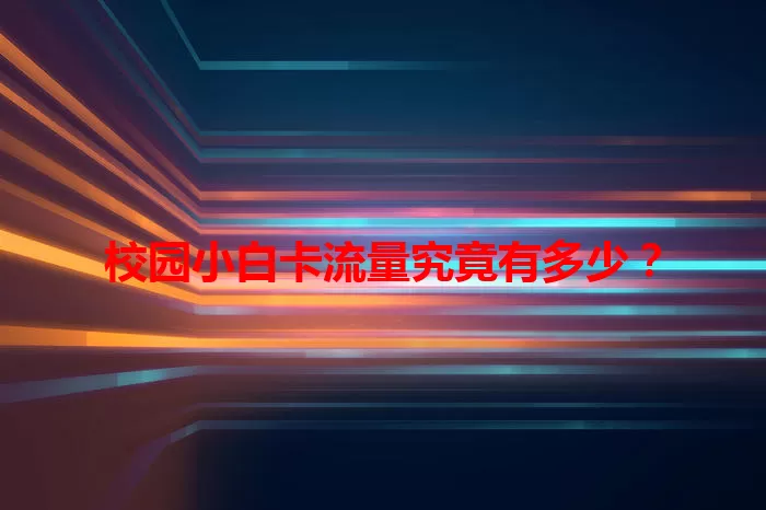 校园小白卡流量究竟有多少？